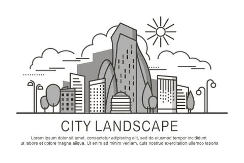 City landscape template with text Stock Illustration