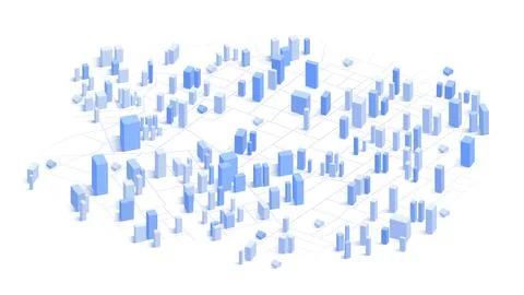 City landscape vector background. Simple minimal town with 3d buildings, urban Stock Illustration