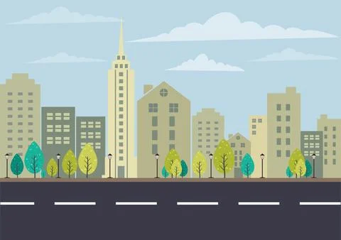 City landscapes illustrations vector flat Illustrazione stock