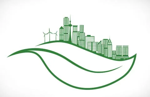 City  on leaf Stock Illustration