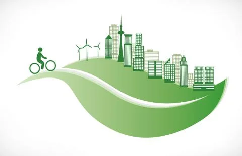 City  on leaf Stock Illustration