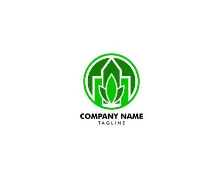 City Leaf Logo Design Template Illustrazione stock