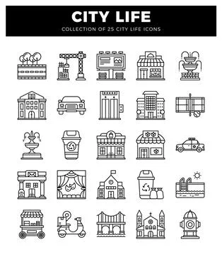 City Life Icons Vector pack Ilustración de archivo