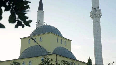 City life of Shkodër, Albania, medium mosque Stock Footage 84681898