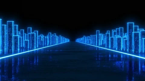 City Light Digital Technology Loop Stock Footage 162231450