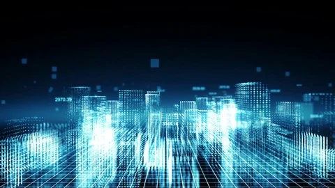 City Light Tech Digital Background Stock Footage 74864547