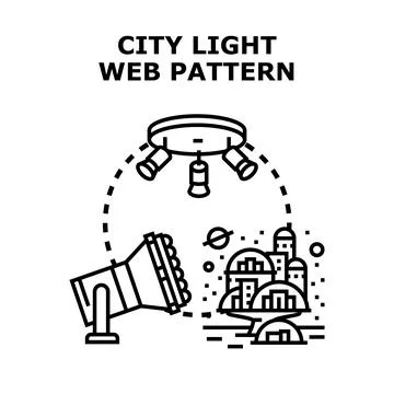 City light web pattern concept drawing Stock Illustration