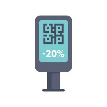 City lightbox showing qr code and discount percentage Illustrazione stock