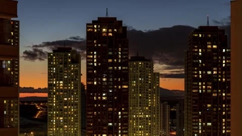City Lights And Sunset Stock-Footage 332997492