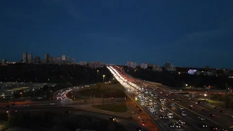 City Lights: Drone’s Eye View of Toronto’s Nighttime Highway Stock Footage 292469442
