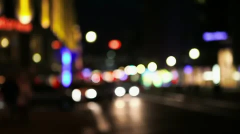City lights at night in berlin Stock Footage