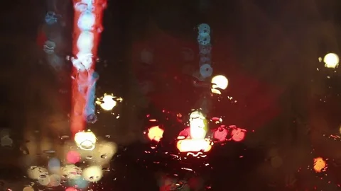 City lights in rain Видео 81221703