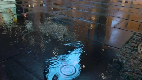 City lights reflected in pool Stock Footage 147348043