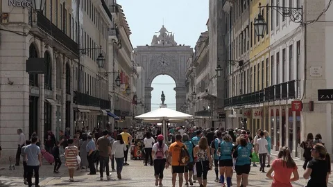City Of Lisbon Rua Augusta 库存影片 88999512