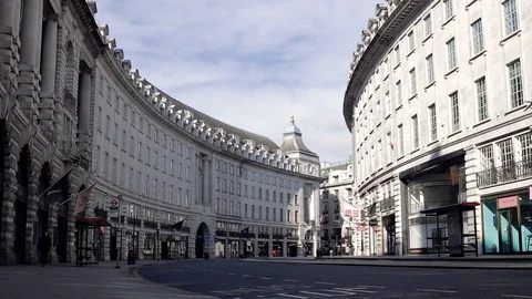 City lockdown - empty Regent Street at COVID-19 Video stock 127100761