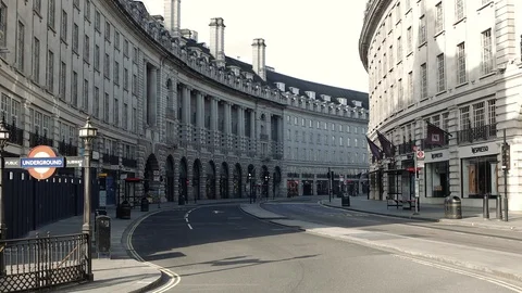 City lockdown - empty Regent Street at COVID-19 Stock Footage