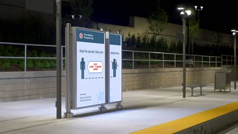 City Lockdown Warning Posters, Coronavirus Disease Control Signs Infection Warn Stock Footage 150994735