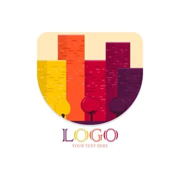 City logo vector.  Skyscraper or apartment buildings, in city downtown with t Stock Illustration