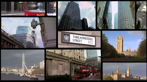 The city of London. Finance and government - montage Stock Footage