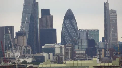 City of London Skyline with The Gherkin St Marys Axe Stock Footage