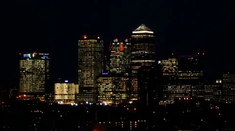The City Of London Skyline At Night Stock Footage