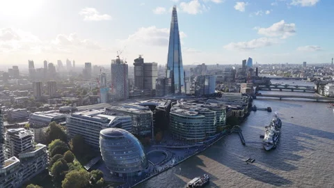 City of London from the Thames Stock Footage 346092174