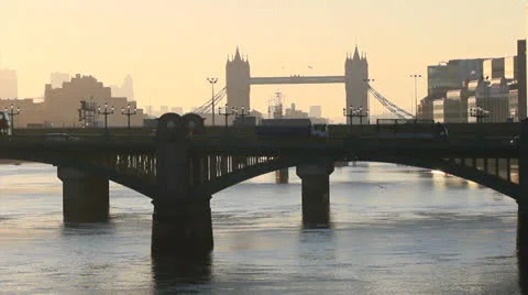 City of London. View of the city at morning. Tower Bridge in the background Stock Footage
