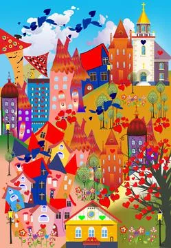 City of lovers, Stock Illustration