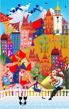 City of lovers, Stock Illustration