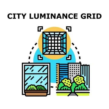 City luminance grid measuring light conditions concept Ilustración de archivo