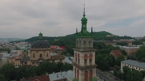 The city Lviv from the height Stock Footage 79119114