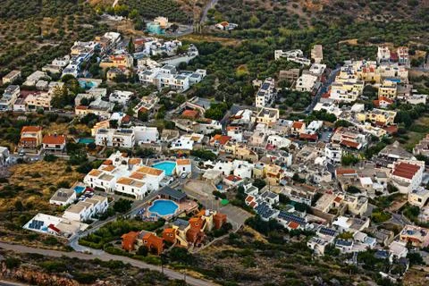 City with many houses aerial view grece Stock Photos