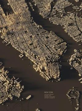City map. 3d map of. city from above 3d illustration. Vertical poster map. Illustrazione stock