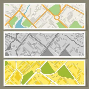 City map abstract horizontal banners vector background 스톡 일러스트