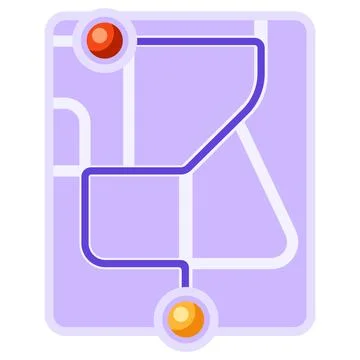 City map background design with path between points. Illustration of streets and Illustrazione stock