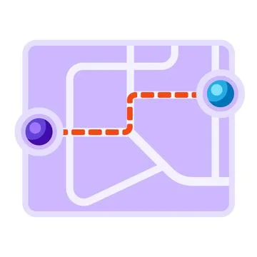 City map background design with path between points. Illustration of streets and 스톡 일러스트
