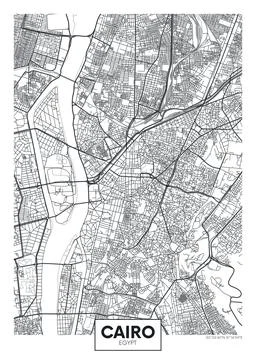 City map Cairo, detailed urban planning travel vector poster design Stock Illustration