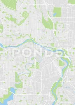 City map Calgary, color detailed plan, vector illustration Illustration ...