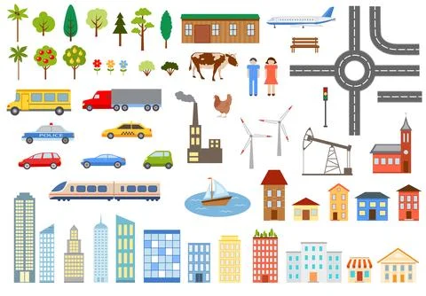 City map constructor design elements 库存插图