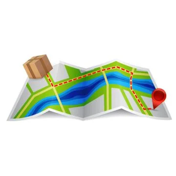 City map with a delivery route Stock Illustration
