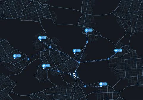City map featuring directional signs, an intended goal point Stock Illustration
