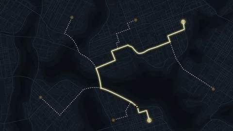City map featuring directional signs, an intended goal point, and multiple Stock Illustration