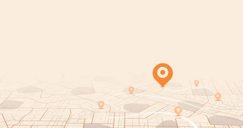 City map featuring directional signs, an intended goal point and multiple Stock Illustration