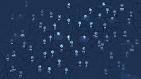 City map featuring various types of infrastructure. Navigation plan to nearby Stock Illustration