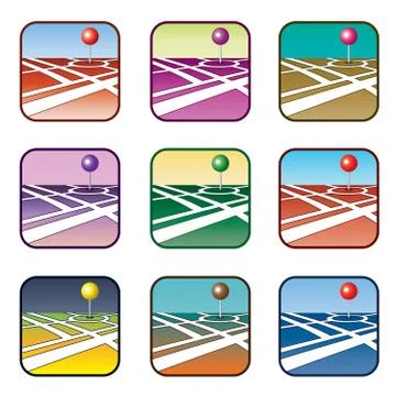City map with gps icon Illustrazione stock