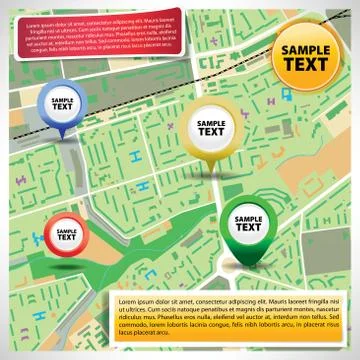 City map with Icons Stock Illustration