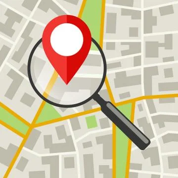 City Map with magnifier Stock Illustration