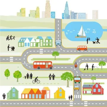 City map map, cityscape - vector illustration Stock Illustration