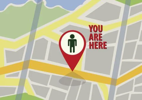 City map with marker Stock Illustration