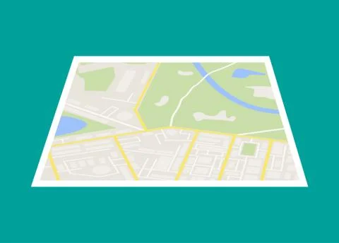City Map With Marker, Vector Icon Stock Illustration